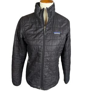 Patagonia Nano Puff Jacket Women Small Black Full Zip Outdoor Packable Primaloft